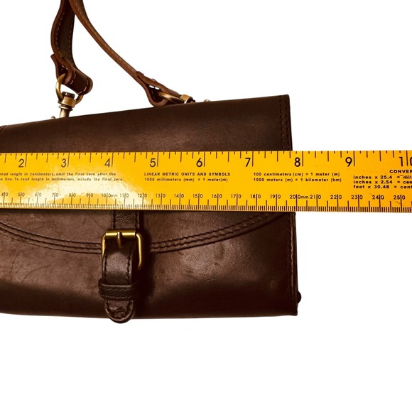 Vtg‎ Eddie Bauer Brown Leather Crossbody Wallet Purse Bag Small Clutch Metalic C - Picture 4 of 11